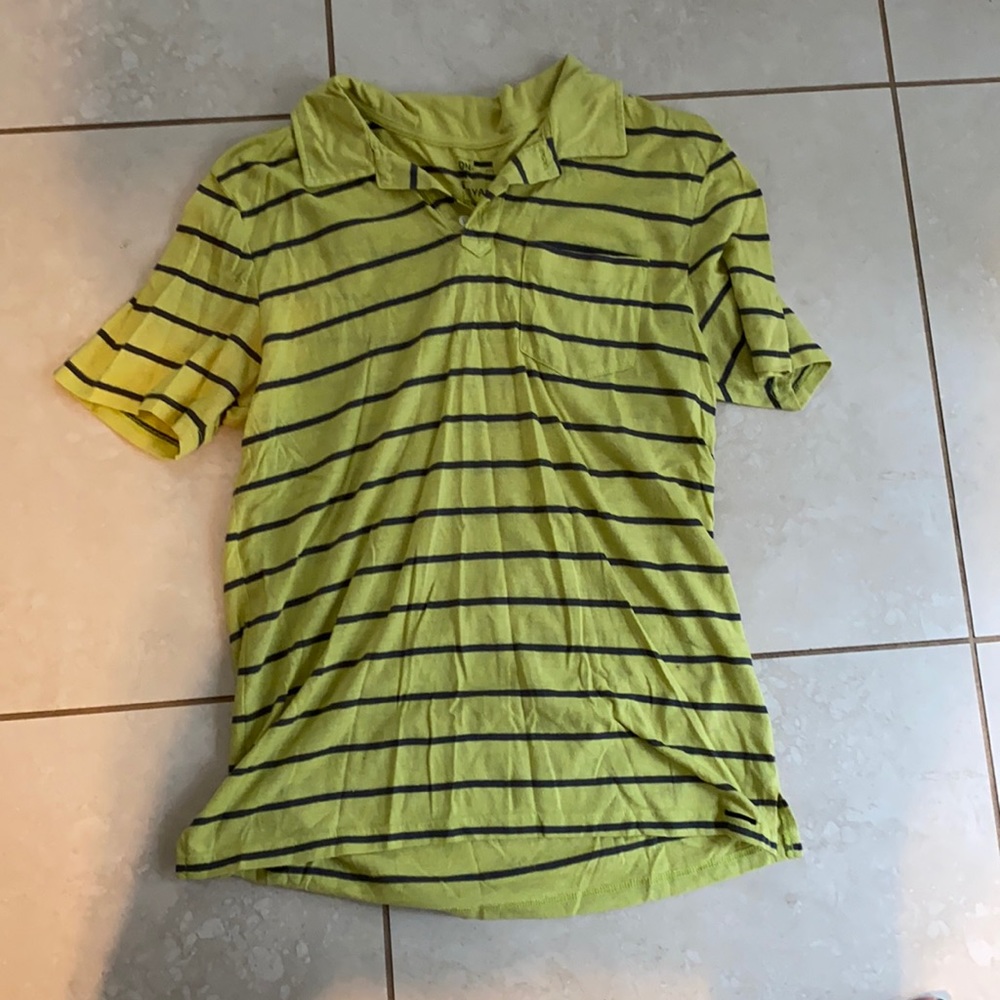 Men’s T-shirt polo green and gray stripes